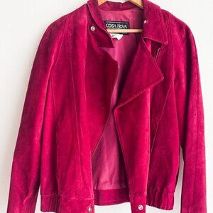 Vintage Casa Nova Burgundy Suede Moto Jacket M